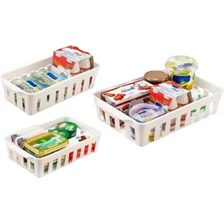 Ruco Aufbewahrungssystem Set, 6 Stk. tlg. für den Kühlschrank, Kunststoff, je 2 Körbe in 3 verschiedenen Größen, weiß