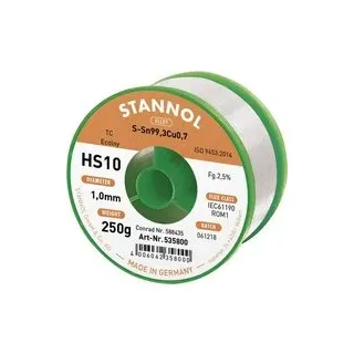 Stannol HS10 2510 Lötzinn, bleifrei Spule Sn99,3Cu0,7 ROM1 250 g 1 mm