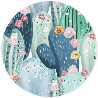 ITNRSIIET Mauspad Klein mit Vernähte Kanten rutschfest Gummierte, Waschbar Verschleißfest Rutschfestes Rund Mousepad, Mini Niedliches Design Schreibtischzubehör, Kaktus Blume