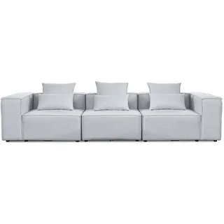 HOME DELUXE - Sofa VERONA - Hellgrau, Größe: M - ca. 327 x 70 x 120 cm, Sitzhöhe: 46 cm, Sitztiefe: 80 cm, inkl. Kissen I Modulares Sofa Modulsofa Ecksofa Wohnlandschaft - Hellgrau