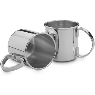 ECHTWERK Moscow Mule Becherset, 2-tlg, bruchsichere Edelstahl-Gläser, Cocktail-Set, Cocktailgläser perfekt für Gin, Vodka, Bier und Kaltgetränke, Geschenkset, Silber-Edition, 480 ml