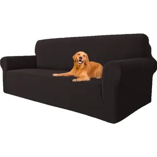 YSTELLAA High Stretch Sofa Überzug 3 Sitzer, Kaffee | Couch Bezug Rutschfest, Sofahusse Elastische, Couchüberzug Sofaschutz Katze Durable, Waschbare Sofa Covers Mit Armlehnen