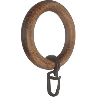 GARESA Gardinenring Holzring mit Haken 1-läufig Ø 28 mm 28 cm Beige/Braun
