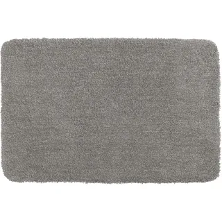 WENKO Badteppich Mélange Light Grey, 55 x 65 cm - Badematte, sicher, flauschig, fusselfrei, Polyester, 55 x 65 cm, Hellgrau