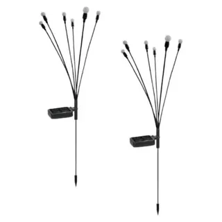 2er Set Solarlampe für Außen, IP65 wetterfeste Garten Solarleuchte, 6 Solarkugeln für Außen - S2OMPEX