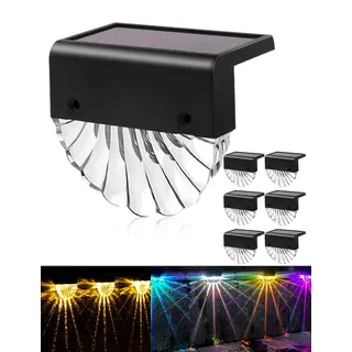 Bellanny Solarlampen für Außen Garten, 6 Stück LED Solar Lampe, Solarleuchten Gartendeko, 2 Modi Warmweiß/Farbwechselnde Gartenlampe, IP65 Wetterfest Zaun Licht für Terrassen Treppen Stufen Dachrinnen