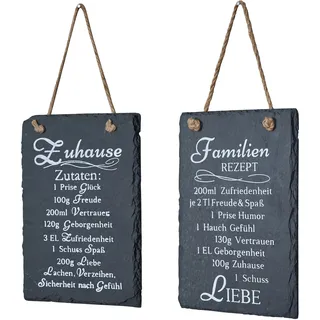 2er Set Wandbilder Sprüche 15x20cm Rezept Schilder Familie Schiefertafel Deko