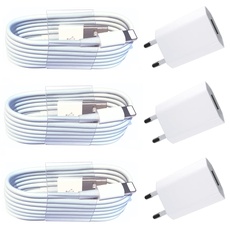 3x Netzteil + 3x 1m USB Ladekabel Datenkabel Ladegerät SET kompatibel mit iPhone 13 12 Pro Max mini 11 XS XR X 10 8 7 6S 6 Plus 5 SE - Standard weiß