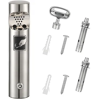 Guiwuiyu Mülleimer Wandmontage aus Edelstahl, Vertikaler Tubular Abfallbehälter mit Schloss, Wetterfester Wandmontierte Mülleimer für Draußen Gärten Höfe Büro Hotel, 29x6.3 cm