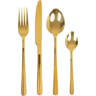 homla 24-Teiliges Edelstahl Besteckset Lugano - Elegantes Essbesteck mit Messer, Gabel, Löffel, Teelöffeln - Tafelbesteck für Haus, Veranstaltung, Restaurant - Set für 6 Personen - Gold