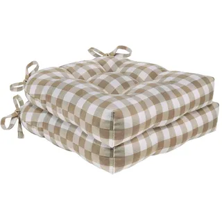 Achim Home Furnishings, Taupe, Set of Two Buffalo Check Tufted Chair Seat Cushions, 16x15x3 (BCCHPDTP12)