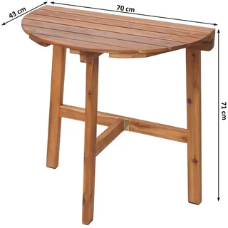 Mendler HWC-L19 Gartentisch 71 x 70 x 34 cm Braun