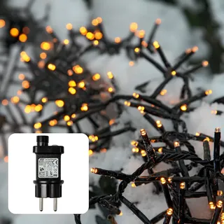 hellum LED Lichterkette outdoor 7,38m mit 370 LED warmweiß, mit Trafo | Lichterkette außen Strom warmweiß im Cluster-Design, Kabel schwarz, für Weihnachtsbaum, Garten, Terrasse <59lm 530179