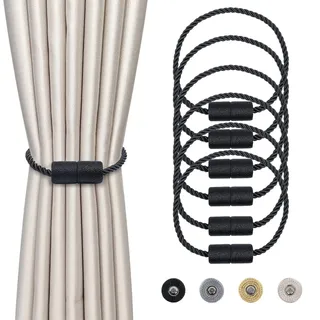 Dalababa 6 Stück Magnetische Vorhang Raffhalter, Gardinenhalter Raffhalter für Vorhänge, Vorhangschnalle Vorhang Halter Zubehör für Haus Dekoration, Schwarz