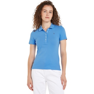 Tommy Hilfiger Damen Poloshirt Kurzarm 1985 Slim Pique Polo Ss Slim Fit, Blau (Blue Spell), XXL