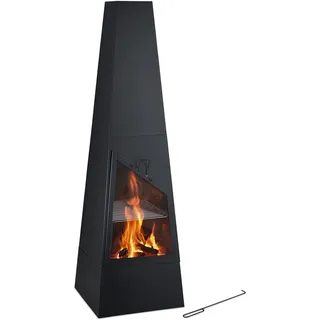 Relaxdays Gartenkamin Ø 44,5 cm Schwarz