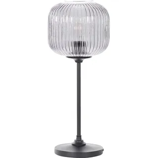 BELIANI Tischleuchte Schwarz Grau Eisen Glasschirm 50 cm Rund Kugel mit Schalter Kabel Retro Stil Modern - Schwarz, Grau