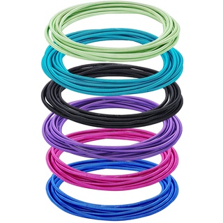 BENECREAT 60 Stück 6 Farben Gitarrensaiten-Armbänder, 2 mm Stapelbare Stretch-Armbänder Aus Metall Für Spulenschmuck-Spiralarmband, 10 STK. Je Farbe