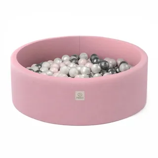 MISIOO Bällebad - Bällebad Kinder für Baby Zimmer - 200 Bälle - Spielzeug - Maschinenwaschbar - Öko-Tex - 90 x 30 cm - Rosa - Hellrosa/Silber/Perlen