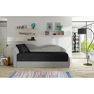 Krudox AG Kindersofa mit Schlaffunktion 218x77x80 cm Schwarz Hellgrau Ausziehbares Sofa für Kinder Bettkasten Kinderbett Sofa Links Stoff Soro