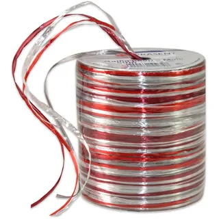 buttinette Präsent Raffia Pearl-Multicolour Bastband rot/Silber/Bordeaux, 50 m metallic Dekoband, Verzieren & Basteln, Geschenkband für feierliche Anlässe