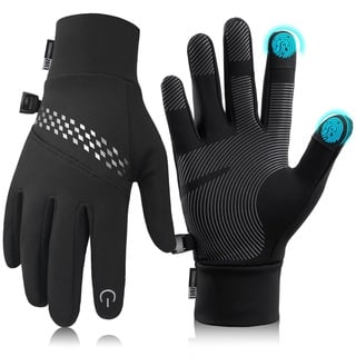 Tmani Handschuhe Herren Damen Thermohandschuhe Winddichte Wasserabweisende Handrücken Winterhandschuhe Touchscreen Warme Fahrradhandschue Laufhandschuhe rutschfeste Sporthandschuhe, Schwarz-No.3