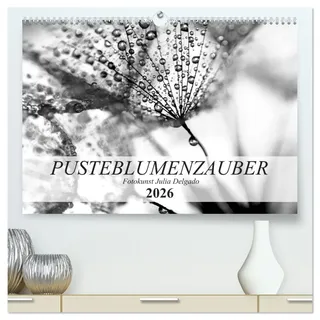 Pusteblumenzauber in schwarzweiß (hochwertiger Premium Wandkalender 2026 DIN A2 quer), Kunstdruck in Hochglanz: Phantastische Nahaufnahmen von Pusteblumen (CALVENDO Natur)