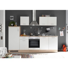 Bild Küchenzeile Petunia 270 cm E-Geräte weiß/eiche natura nachbildung