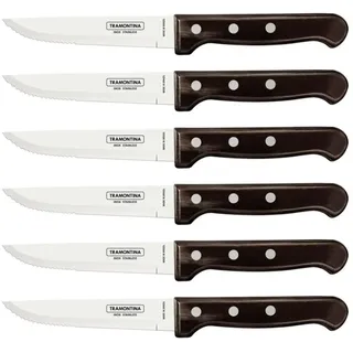 Tramontina Gaucho Steakmesser 12 cm 6-tlg. Holzgriff braun Edelstahl spülmaschinengeeignet rostfrei