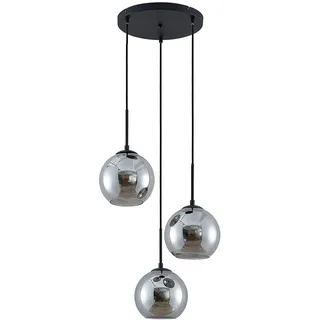 Lindby Esstisch Pendelleuchte Glas rauchgrau, 3 Schirme Ø 20 cm Hängeleuchte Rauchglas Esszimmer 3x E27 ohne Leuchtmittel Hängelampe Wohnzimmer Esszimmerlampe