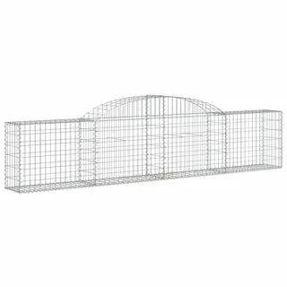 vidaXL Gabione mit Hochbogen 300x30x60/80 cm Verzinktes Eisen - Silber