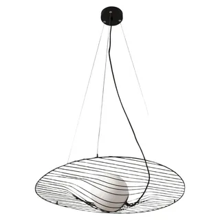 Homa Pendelleuchte aus schwarzem Metall und mundgeblasenem Glas, E27 (40W), elegantes Design für Innen, IP20, höhenverstellbar bis 2000 mm - Schwarz