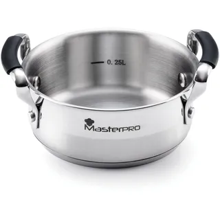 MasterPRO Smart | Küchentopf 12 cm | Mit dreifacher Schicht aus Edelstahl und geschmiedetem Aluminium | Mit ergonomischen Griffen | Küchentopf | Für alle Küchenarten
