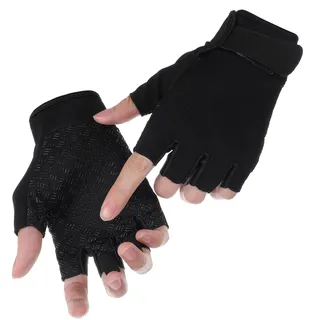 APLZGMG Fingerlose Handschuhe – rutschfeste Fingerhandschuhe für Männer und Frauen, atmungsaktive Fingerlose Handschuhe zum Radfahren, Angeln, Radfahren, Training und Klettern (L)