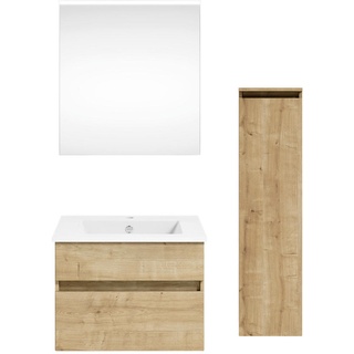 Puris Badezimmer , Eichefarben , Holzwerkstoff , 2 Schubladen , 92.2 cm , Goldenes M, Made in Germany, Dgm , hängend , Badezimmer, Badmöbelsets & -serien, Badmöbel-sets