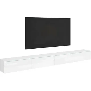 Lowboard HOME AFFAIRE "Vera, TV-Schrank, Breite 300 cm, verschiedene Farbausführungen", weiß, weiß hochglanz, B:300cm H:32cm T:33cm, FSC-zertifizierter Holzwerkstoff, Sideboards, Lowboard, Mit LED, 4 Klappen, grifflose Fronten, hängend oder stehend