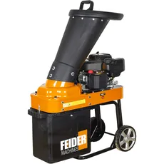 FEIDER FBT70–2 Gartenhäcksler Benzin mit 4-Takt-Motor - Ideal zum Häckseln von Holz & Ästen - Maximaler Ø 4,4cm - Fassungsvermögen Auffangbehälter 30L - Transporträder - Gartenwerkzeug