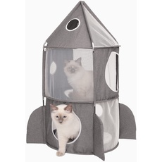 Catit 42002 Vesper Turm, in Raketenform, mit Schlafkissen, für Katzen, grau, 1 Stück (1er Pack)