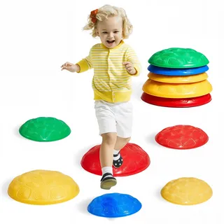 VEVOR Balance-Trittsteine für Kinder, 6er-Set, bis zu 100 kg, Hindernisparcours-Koordinationsspiel-Spielzeug zum Spielen im Innen- oder Außenbereich, Stapelsteine, Balancespiel für Kinder ab 3 Jahren
