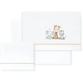 Interbaby Baby-Bettwäsche aus 100% Baumwolle für Auto/Moses/Babykorb, Elefanten-Giraffe, 3-teiliges Set, Bettlaken + Bettbezug + Kissenbezug
