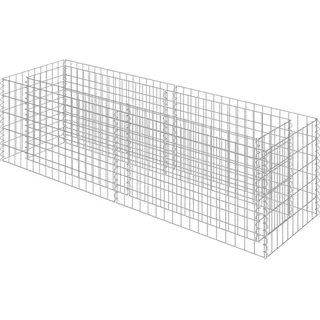 vidaXL Gabionen-Hochbeet Verzinkter Stahl 180/50/50 Cm , Silberfarben , Metall , Rechteckig , 180x50x50 cm , Gartenzubehör, Hochbeete