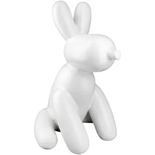 Gilde Deko Figur Ballon Hund Skulptur - Moderne Sculpture Dekoration Hündchen sitzend Statue matt Weiß - Höhe 25 cm