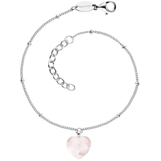 Engelsrufer Damen-Armband mit Herz-Anhänger aus Sterling Silber und Rosenquarz silber-rosa ERB-HEART-RQ Größe 17 + 3 cm