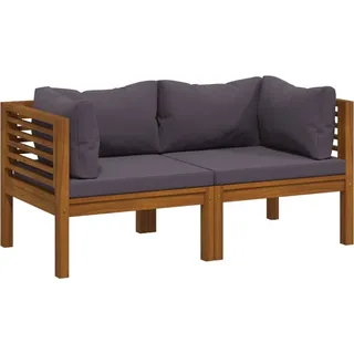 vidaXL 2-Sitzer-Gartensofa mit Kissen Massivholz Akazie - Grau