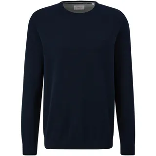 s.Oliver Herren Baumwollpullover – mit Logo-Stickerei & Rundhalsausschnitt