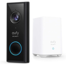 eufy Security, Kabellose Video-Türklingel mit Akku, 2K HD, Türklingel mit Kamera, Gebührenfrei, smarte Personenerkennung, beidseitige Audiofunktion(HomeBase 2 notwendig)(Generalüberholt)