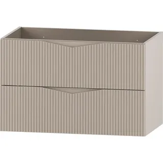 Badezimmer Waschbeckenschrank mit 80 cm Breite in beige mit gerillter Front, 2 Schubladen - CALURI-140
