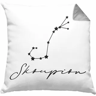 Trendation Skorpion Sternzeichen Kissen mit Füllung 40x40 Geschenk Horoskop Tierkreiszeichen (Grau)