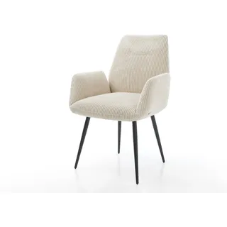 DELIFE Esszimmerstuhl Zoa-Flex Cord Beige 4-Fuß konisch Schwarz Taschenfederkern - Beige