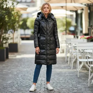 Damenjacke LUHTA Hakkila mit Kapuze aus Kunstfell Schwarz XXS - Schwarz